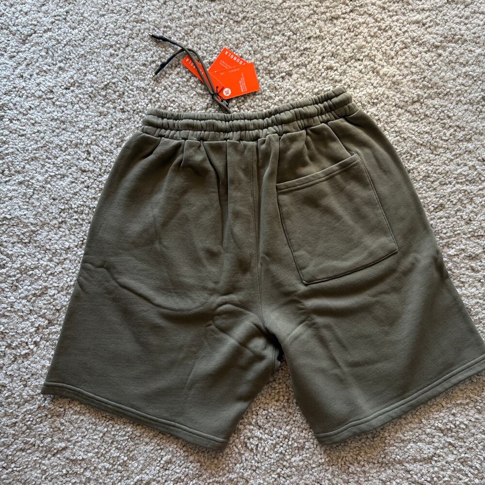 Men's YoungLA 112 CottonGymShorts, XL, NWT, OliveWash - Picture 2 of 8